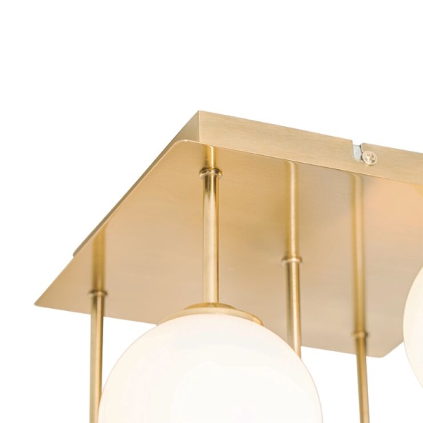 Moderne plafondlamp goud met opaal glas 5-lichts - athens