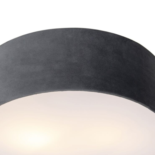 Moderne plafondlamp grijs 30 cm met gouden binnenkant - drum