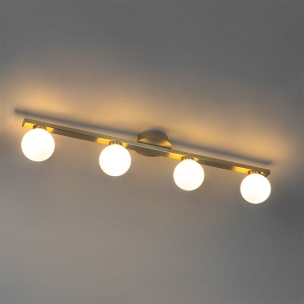 Moderne plafondlamp messing ip44 4-lichts - cederic