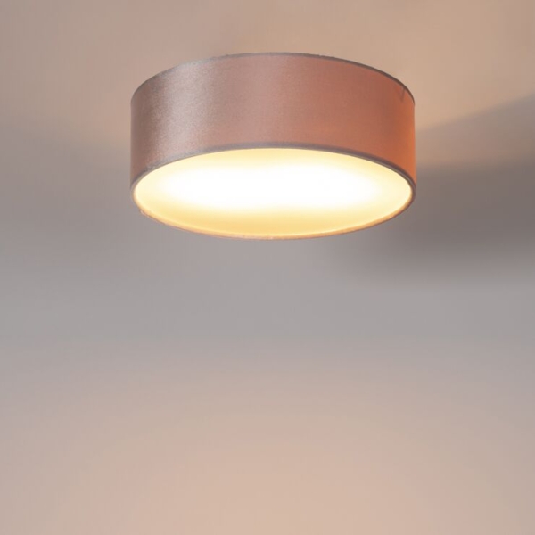 Moderne plafondlamp roze 30 cm met gouden binnenkant - drum
