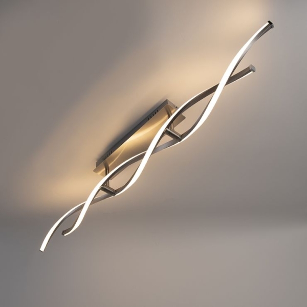 Moderne plafondlamp staal 110 cm incl. Led en dimmer - paulina