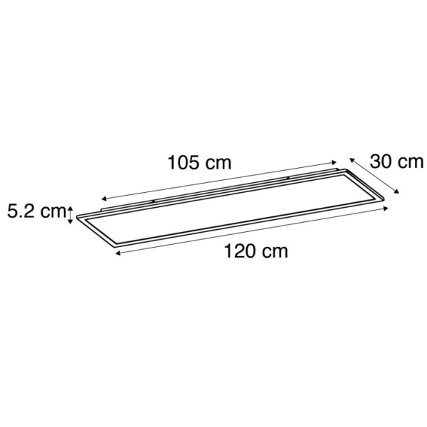 Modern led paneel staal 120 cm incl. Led 4-staps dimbaar - liv