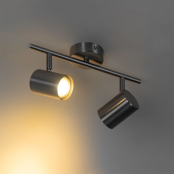 Moderne plafondlamp staal 2-lichts verstelbaar - jeana
