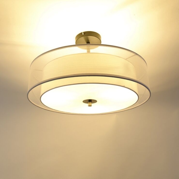 Moderne plafondlamp wit 50 cm 3-lichts - drum duo