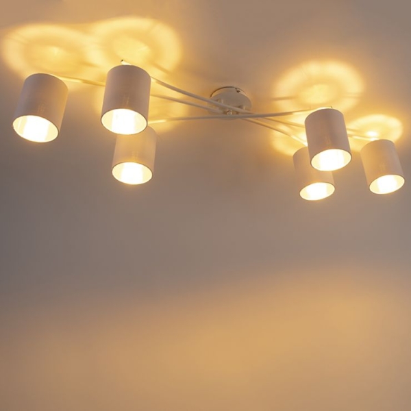 Moderne plafondlamp wit 6-lichts - lofty