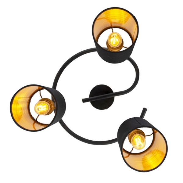 Moderne plafondlamp zwart 3-lichts - lofty