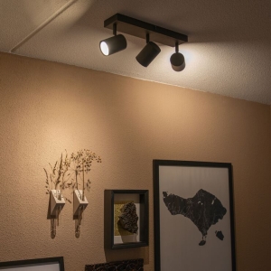 Moderne plafondlamp zwart 3-lichts verstelbaar rechthoekig - Jeana