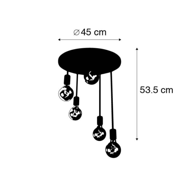 Moderne plafondlamp zwart 5-lichts - facil