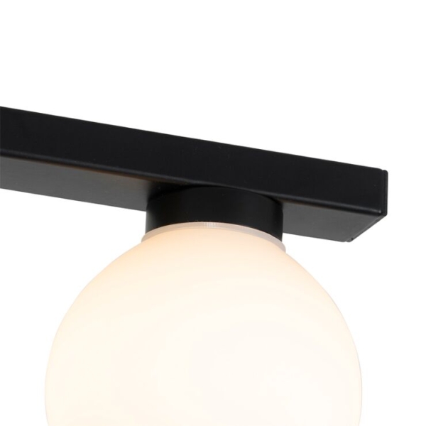 Moderne plafondlamp zwart ip44 4-lichts - cederic