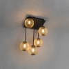 Moderne plafondlamp zwart met goud 5-lichts - athens wire