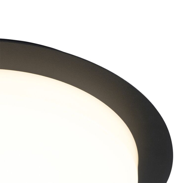Moderne plafondlamp zwart rond incl. Led ip44 - lys