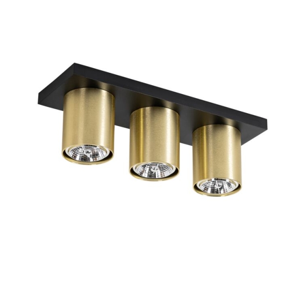 Moderne plafondspot zwart met goud 3-lichts - tubo