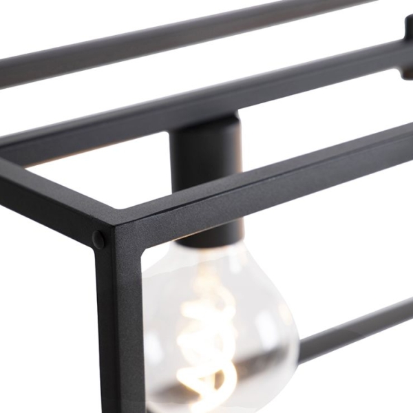 Moderne rechthoekige hanglamp zwart 5-lichts - cage