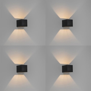 Moderne set van 4 wandlampen zwart - Transfer