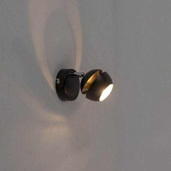 Moderne spot 1-lichts zwart met gouden binnenkant - buell deluxe