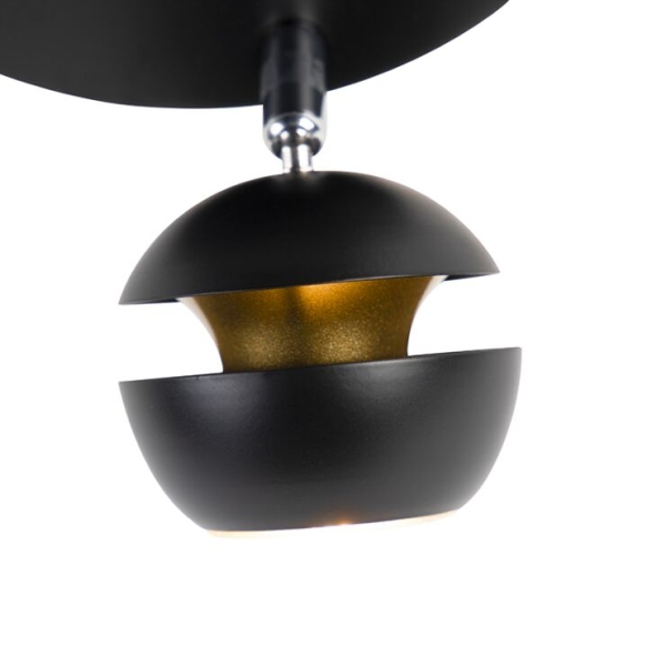 Moderne spot 3-lichts zwart met gouden binnenkant - buell deluxe