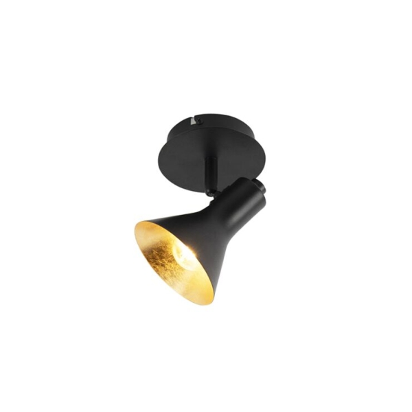 Moderne spot zwart met goud 1-lichts - magno