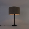 Moderne tafellamp zwart met boucle kap taupe 35 cm - simplo