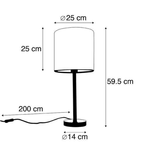 Moderne tafellamp zwart met kap bloemen 25 cm - simplo