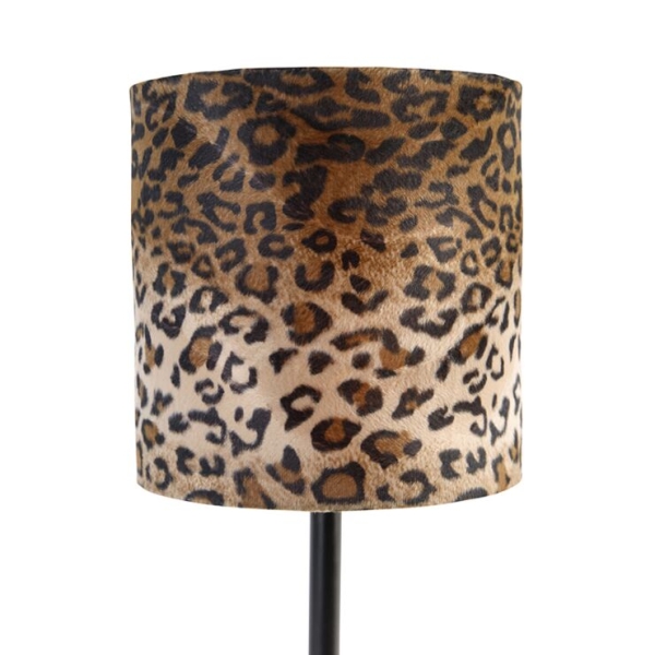 Moderne tafellamp zwart met kap luipaard 25 cm - simplo
