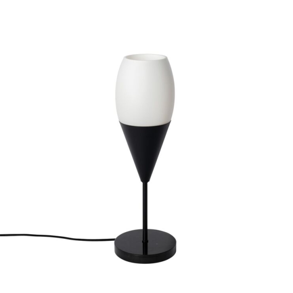 Moderne tafellamp zwart met opaal glas - drop