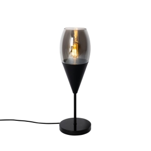 Moderne tafellamp zwart met smoke glas - Drop