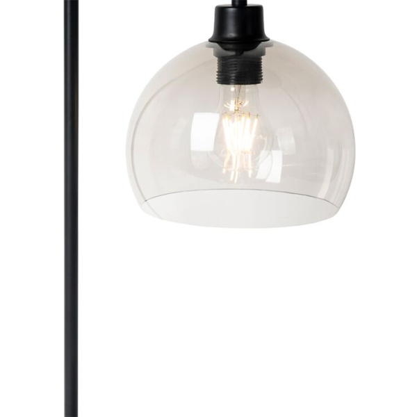 Moderne tafellamp zwart met smoke kap - maly