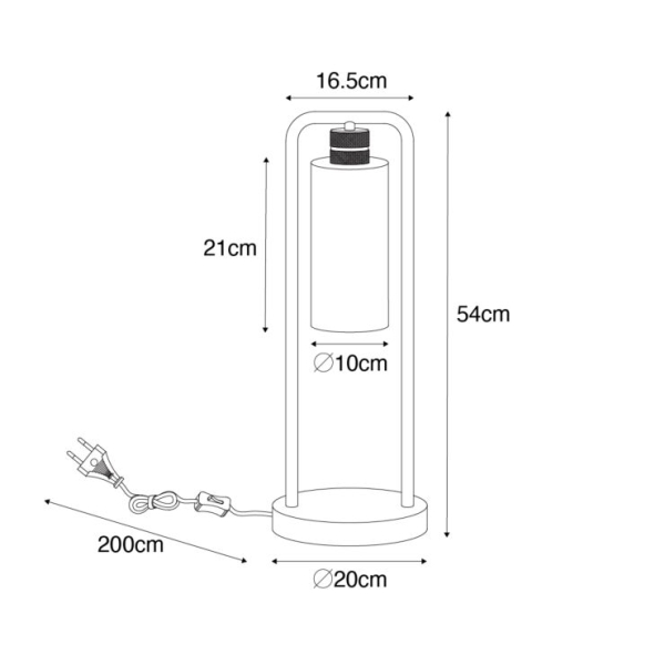 Moderne tafellamp zwart met smoke glas - Stavelot