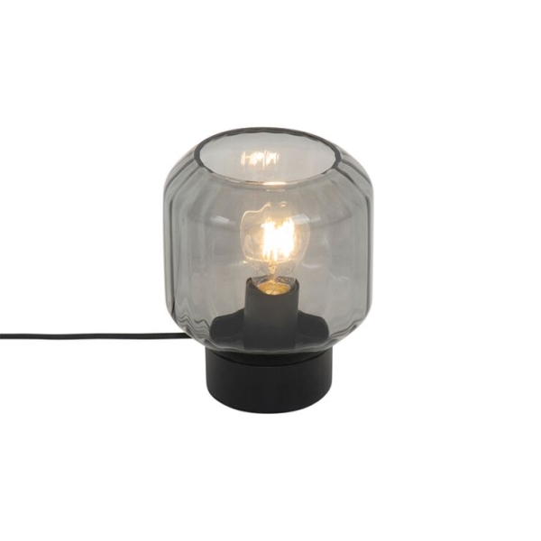 Moderne tafellamp zwart met smoke glas - stiklo