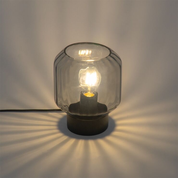 Moderne tafellamp zwart met smoke glas - stiklo