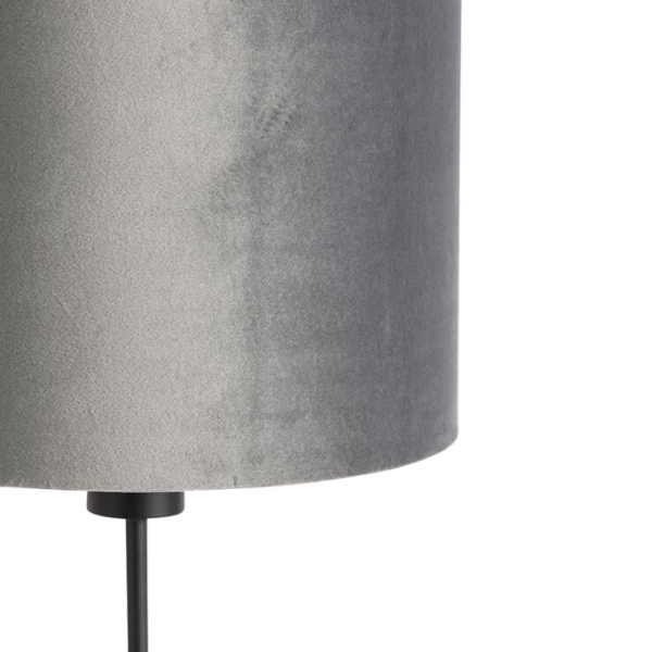 Moderne tafellamp zwart stoffen kap grijs 25 cm verstelbaar - parte