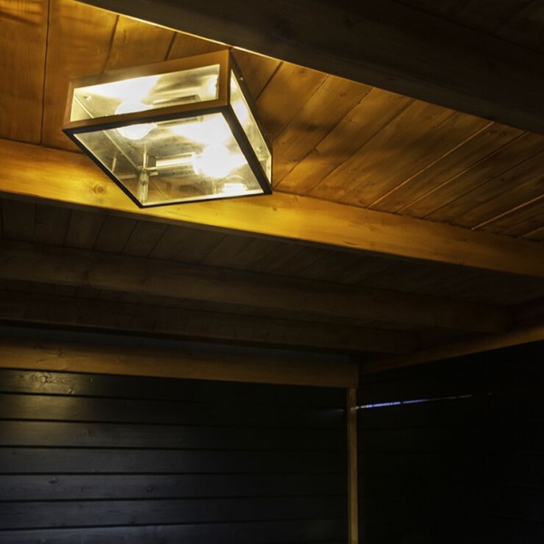 Moderne vierkante buiten plafondlamp staal 2-lichts - rotterdam
