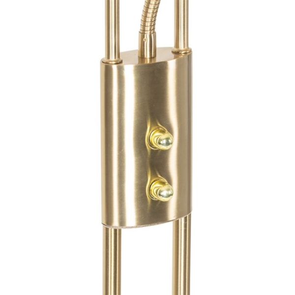 Moderne vloerlamp goud met leesarm incl. Led en dimmer - divo