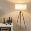 Moderne vloerlamp hout met witte kap - ilse
