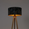 Moderne vloerlamp hout stoffen kap pauw 50 cm - tripod classic