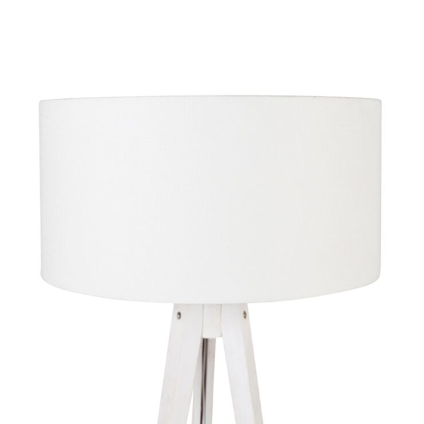 Moderne vloerlamp tripod wit met kap wit 50 cm - tripod classic