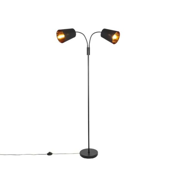 Moderne vloerlamp zwart 2-lichts - Carmen