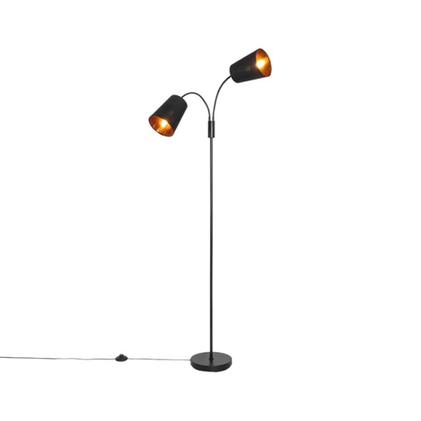 Moderne vloerlamp zwart 2-lichts - Carmen