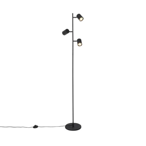 Moderne vloerlamp zwart 3-lichts - jeana