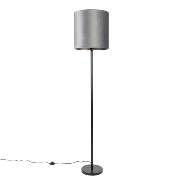 Moderne vloerlamp zwart kap grijs 40 cm - simplo