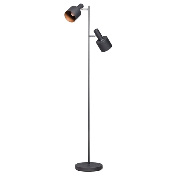 Moderne vloerlamp zwart met 2 spots - Conter