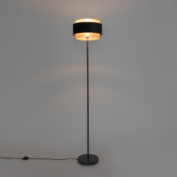 Moderne vloerlamp zwart met goud - elif