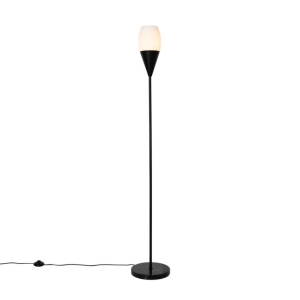 Moderne vloerlamp zwart met opaal glas - Drop