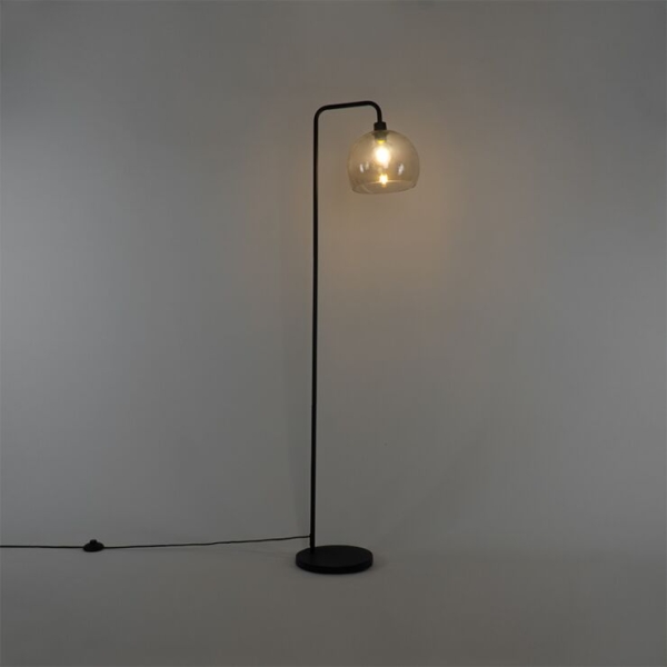 Moderne vloerlamp zwart met smoke kap - maly