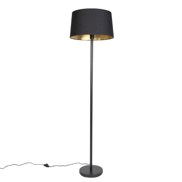 Moderne vloerlamp zwart met zwarte kap 45 cm - simplo