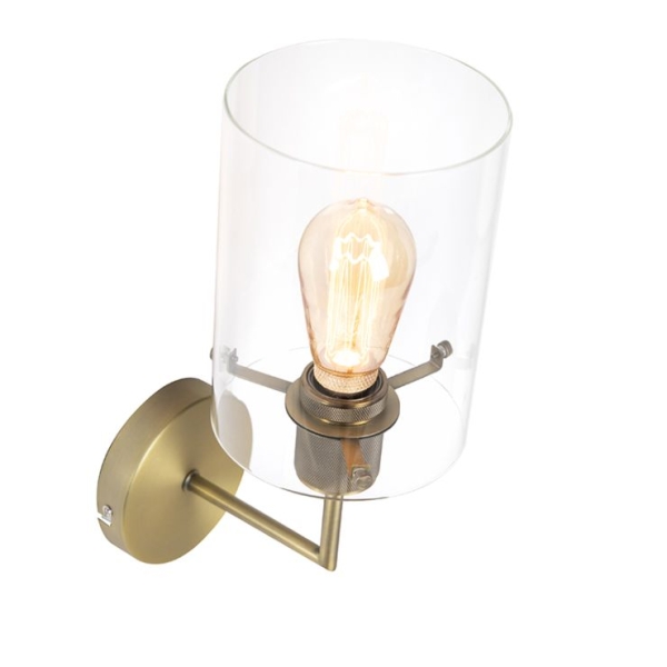 Moderne wandlamp brons met glas - dome