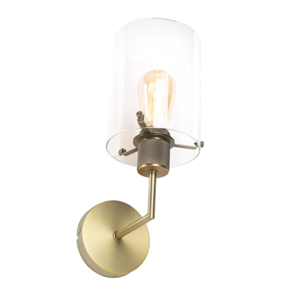 Moderne wandlamp brons met glas - dome