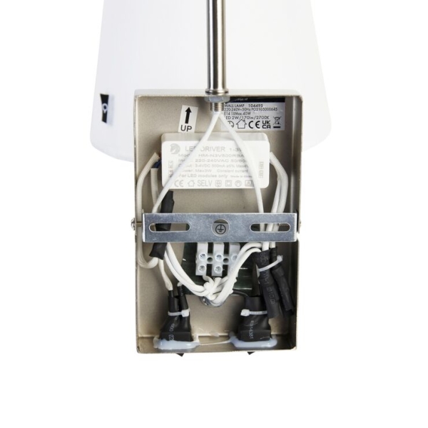 Moderne wandlamp wit en staal met leeslamp - renier