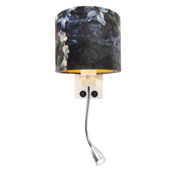 Moderne wandlamp wit met kap velours bloemen - brescia
