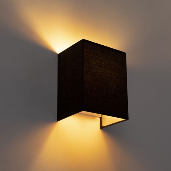 Moderne wandlamp zwart en goud - vete